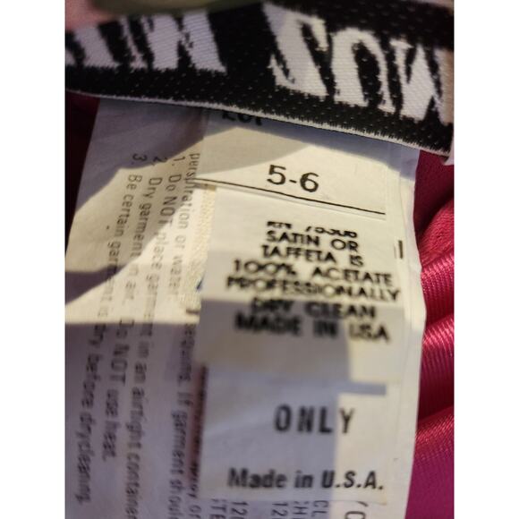 Vintage Zum Zum Hot Pink Ruffle Puff-Sleeve Mini Dress Size 5/6 Made in USA. - Picture 4 of 9